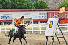 西藏自治区第五届民族传统体育运动会传统马术比赛完赛